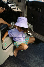 Pine Lime Stripe Terry Shorts- Kids