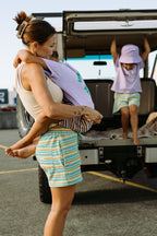 Pine Lime Stripe Terry Shorts - Adult