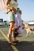 Pine Lime Stripe Terry Shorts - Adult